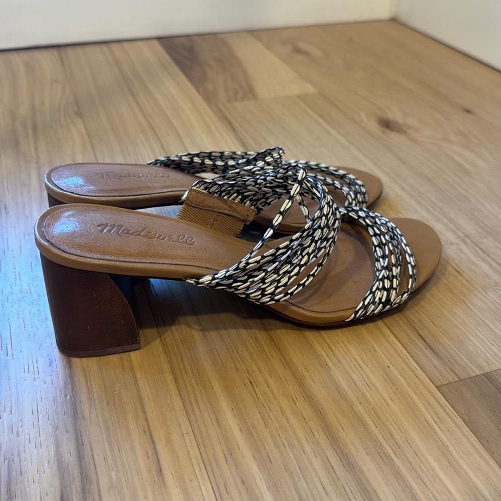 Madewell Cream Snake Meg Leather Sandal, Size 8